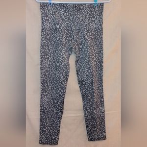 SPANX SLIMMING LEGGINGS ~ SIZE XL ~ BLUE & GRAY LEOPARD PRINT ~ HIGH WAISTED